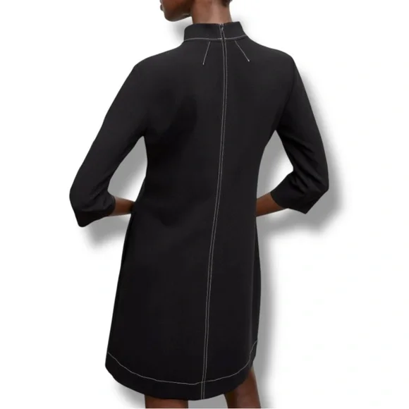 MM LaFleur The Kinsley Dress Everyday Crepe Black Contrast Stitching NWT Size 18 - Picture 7 of 11